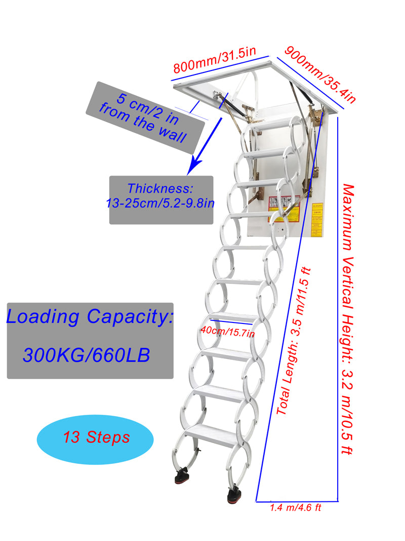 White Loft Wall Ladder Stairs