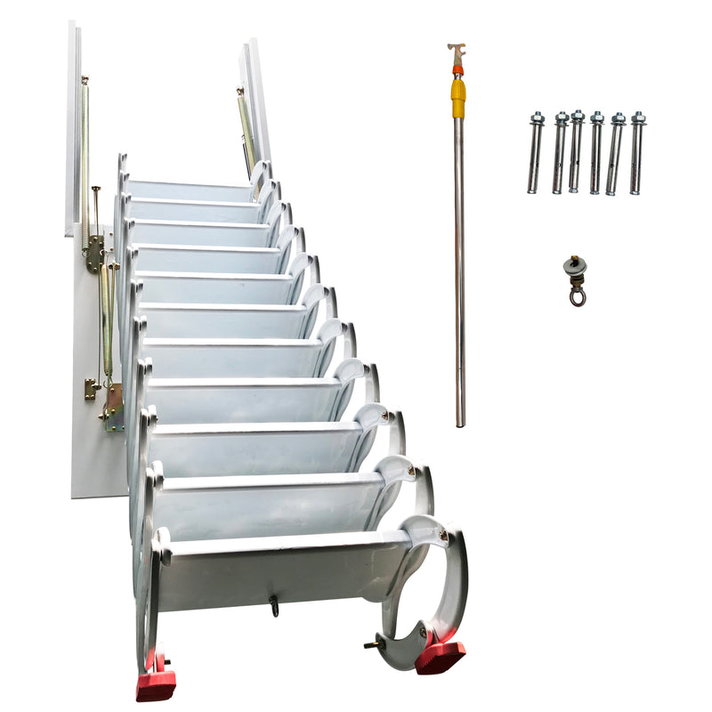 White Side-mounted Loft Wall Ladder Stairs