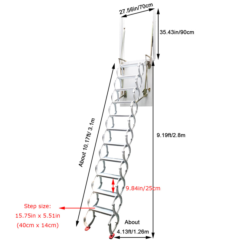 White Side-mounted Loft Wall Ladder Stairs