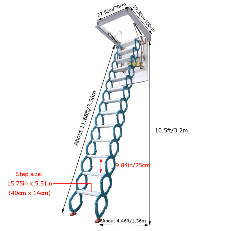 Blue Attic Pull Down Ceiling Ladder Stairs