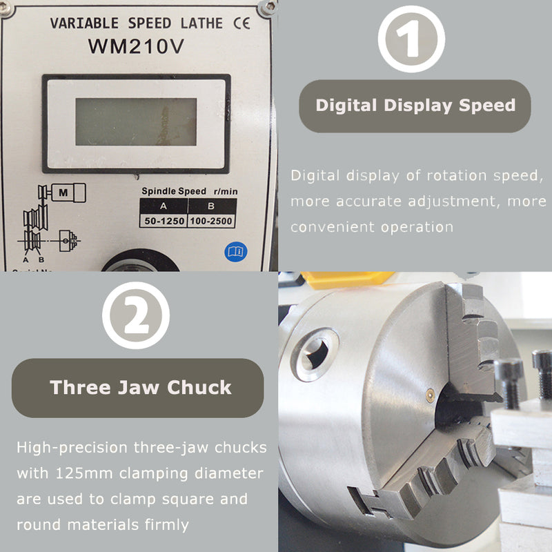 WM210V Metric Precision Metal Bench Lathe 1100W