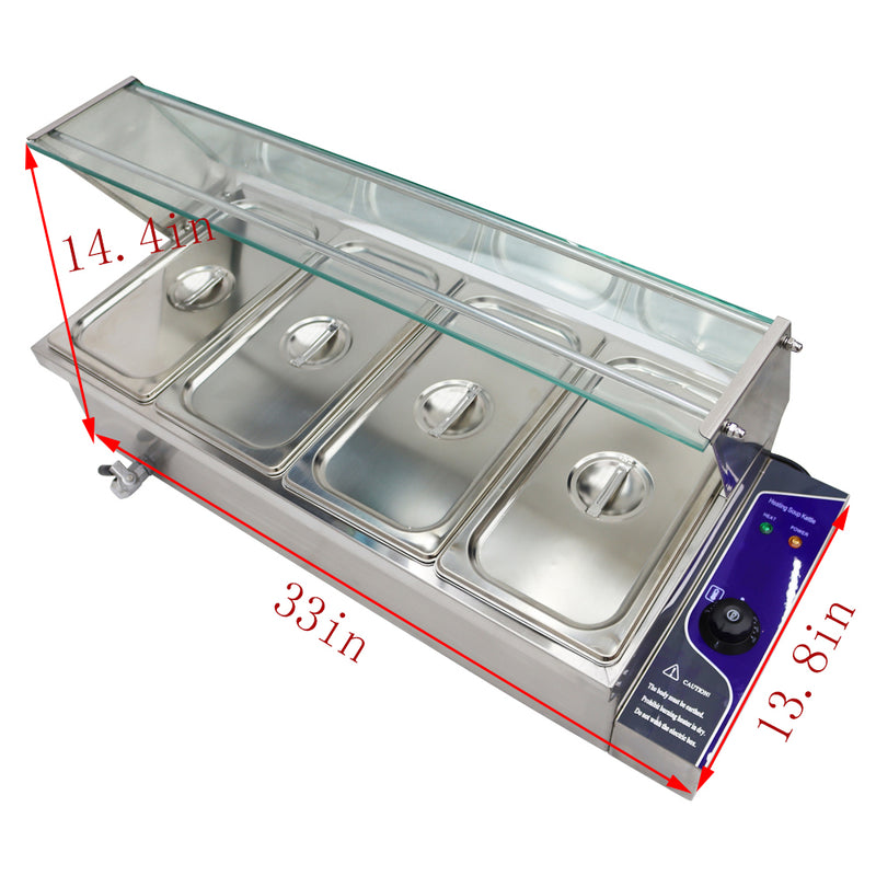 4-Pot Bain-Marie Buffet Food Warmer