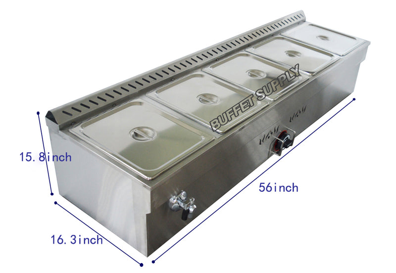 5-Deep Pan Propane Gas Steam Table Food Warmer