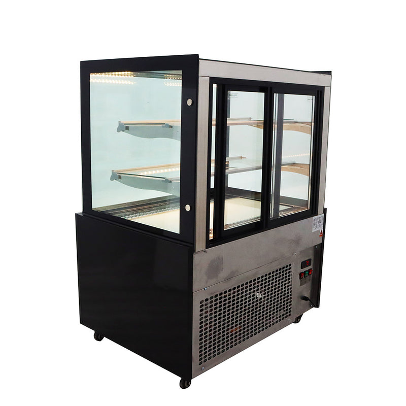 Floor-standing right angle cake refrigerated display cabinet