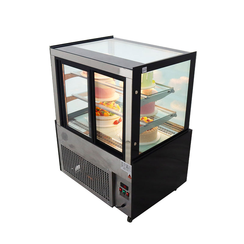 Floor-standing right angle cake refrigerated display cabinet