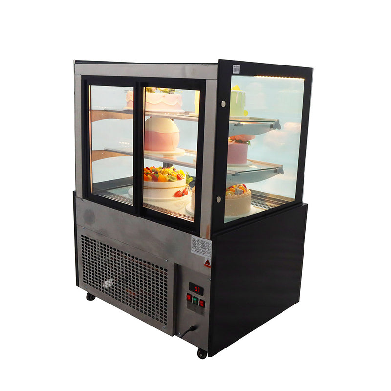 Floor-standing right angle cake refrigerated display cabinet