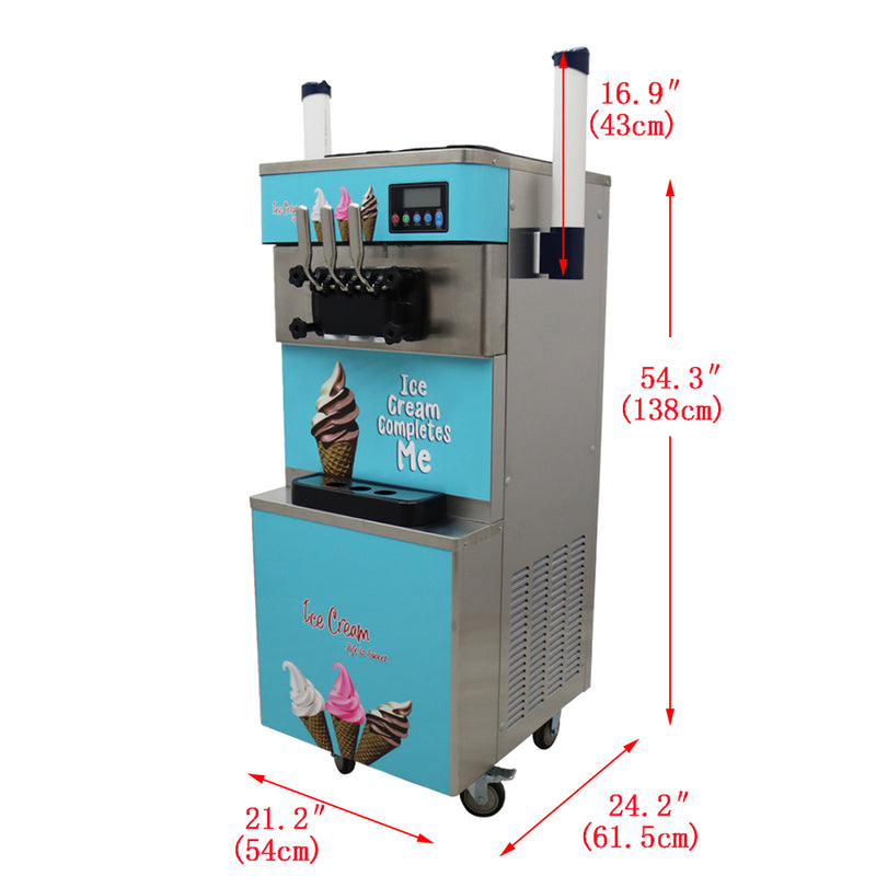 3 Head Ice Cream Machine Pre Cooling Functions