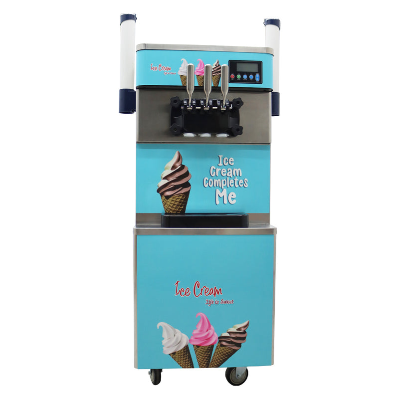 3 Head Ice Cream Machine Pre Cooling Functions