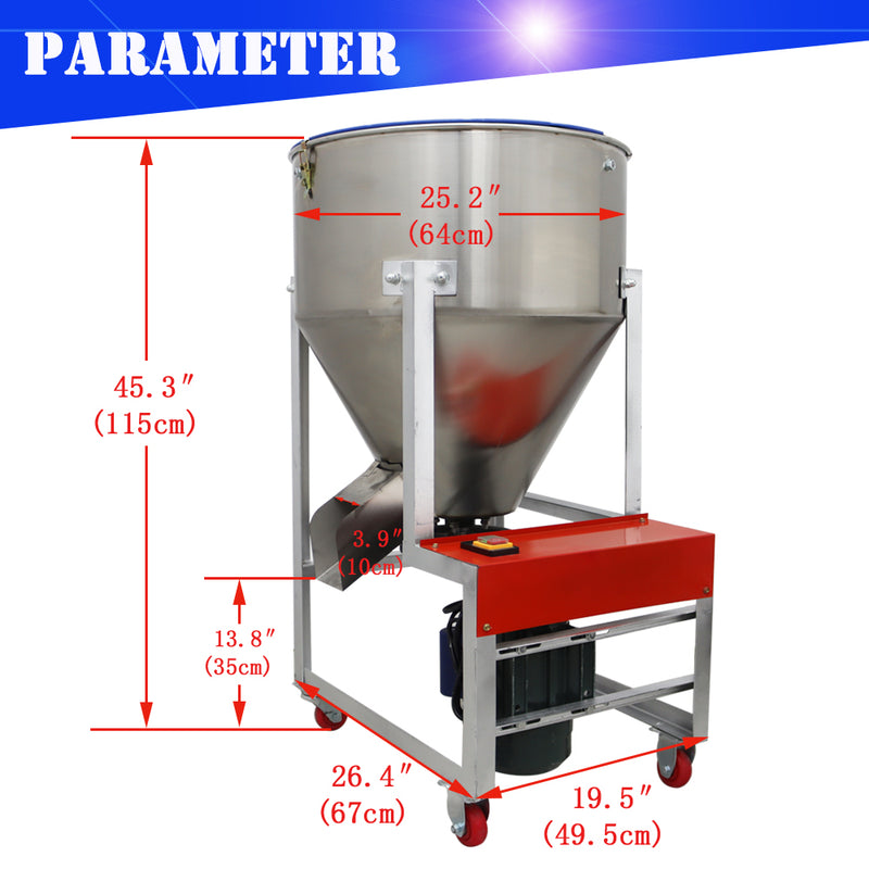 75kg/165Lbs SS Feed Mixer Granular Plastic Food Powder Mixer