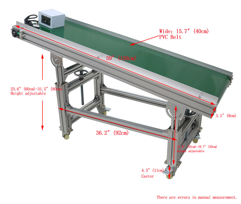 110V 1.5m Green PVC Belt Inclined Wall Conveyor