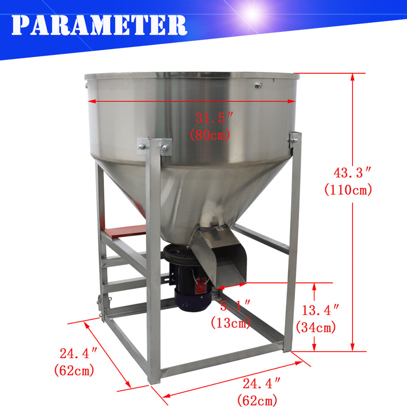 150kg/330Lbs SS Feed Mixer Granular Plastic Food Powder Mixer