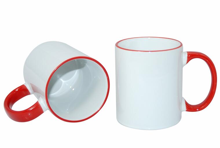 11oz Red Rim/Handle Sublimation Mug 1 Pc