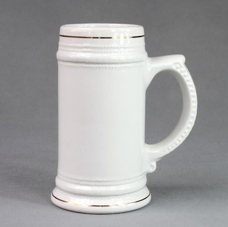 22oz Golden Rim Ceramic Beer Mug-Ring Handle 1pc