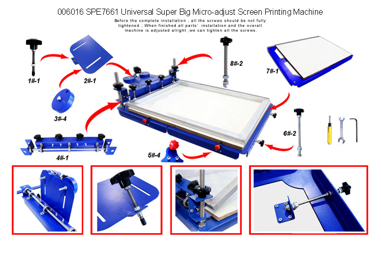 1 imprimante d'écran de machine d'impression d'écran de couleur DIY Micro réglable 20x24Inches 