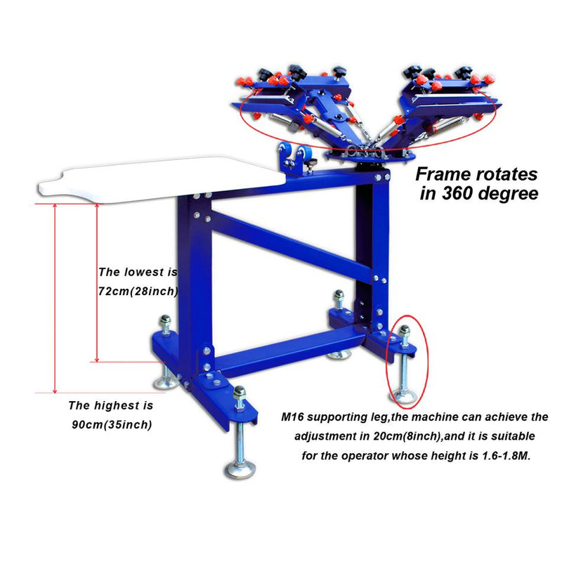 Imprimante rotative d'équipement de t-shirt de presse de sérigraphie de machine d'impression d'écran de 4 couleurs 