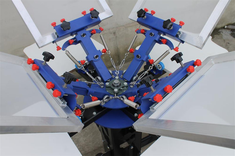 Machine de sérigraphie 4 couleurs 4 stations écran et plateau rotatif équipement de presse d'impression sérigraphique à micro-enregistrement 006526 