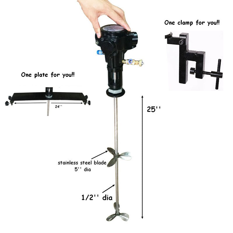 50 Gallon Mixer Tank Barrel Air Mix Stainless Steel Pneumatic Clip Bracket