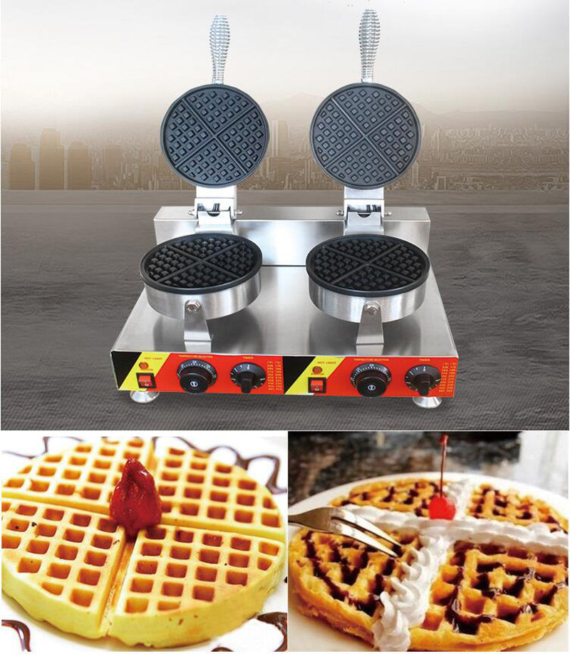 110V Dual Round Waffle Maker