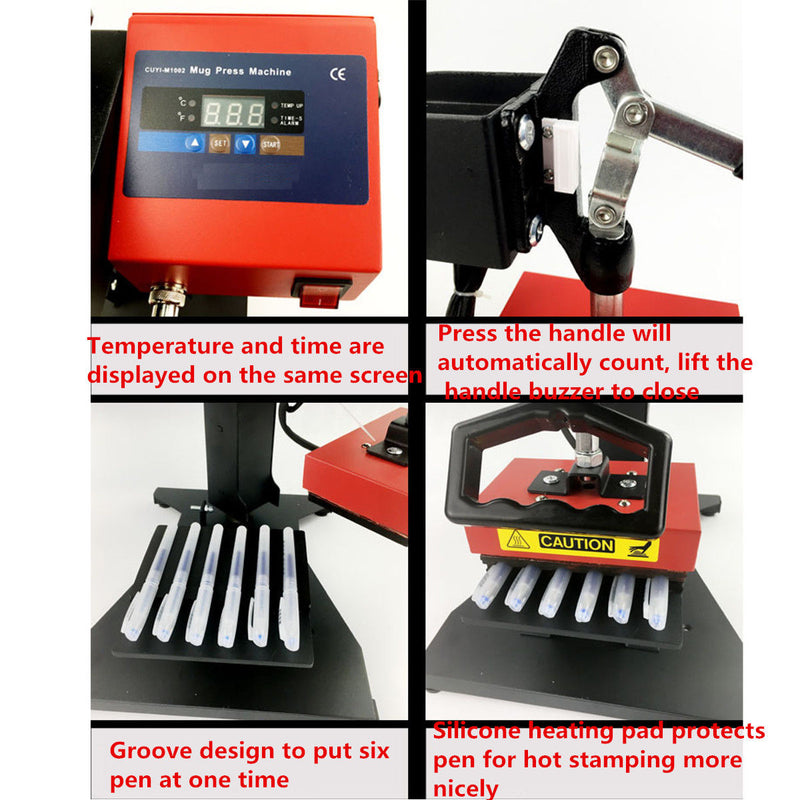 110V 6Pcs Pen Heat Press Machine