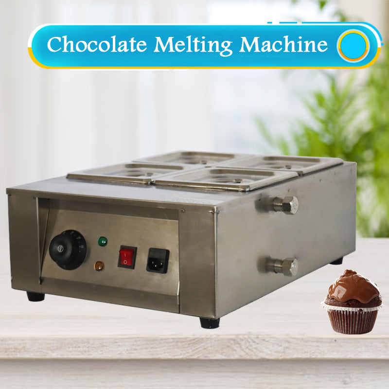 Chocolat Melting Pot Machine 4 Pan Électrique Commercial En Acier Inoxydable Fondeur De Chocolat Commande Numérique Réchauffeur De Chocolat 1000W 