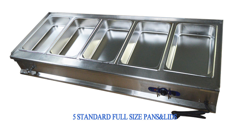 74 INCH Five Full Size Pan Bain-Marie Buffet Chauffe-plats avec casseroles et couvercles