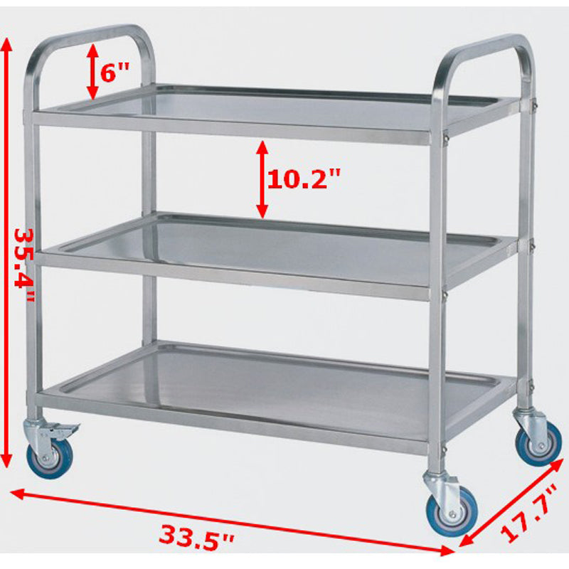 3-Shelf Stainless Steel Utility Cart