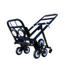 Chariot pliant d'escalade d'escalier en acier au carbone chariot à bagages pliable portable avec 6 roues 2 roulettes 2 roues de secours 4 cintres 53 pouces de long 