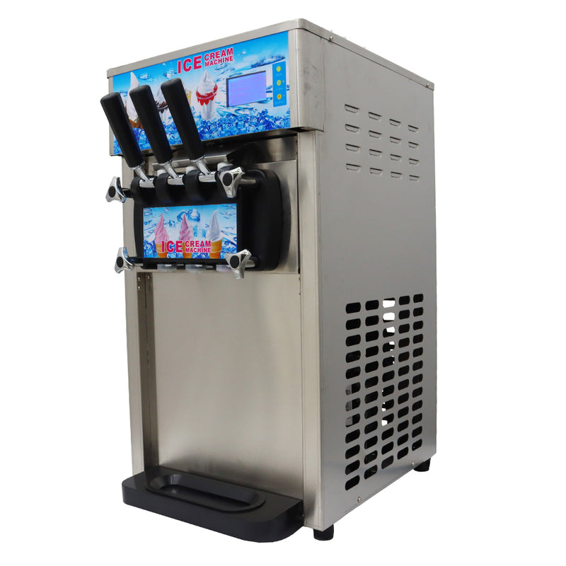 Machine à Crème Glacée Commerciale 1200W Machine à Crème Glacée Molle Affichage LCD Machine à Crème Glacée Sorbet/Yaourt Glacé/Gelato/avec 3 Saveur 110V 