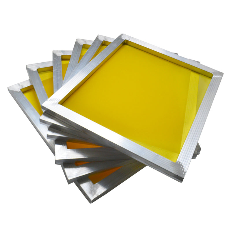 6pcs 8 "* 10" cadre d'impression d'écran en aluminium avec 305 (120T) cadre d'impression d'écran en soie de tissu de maille jaune bricolage écran cadre raclette support crochet 
