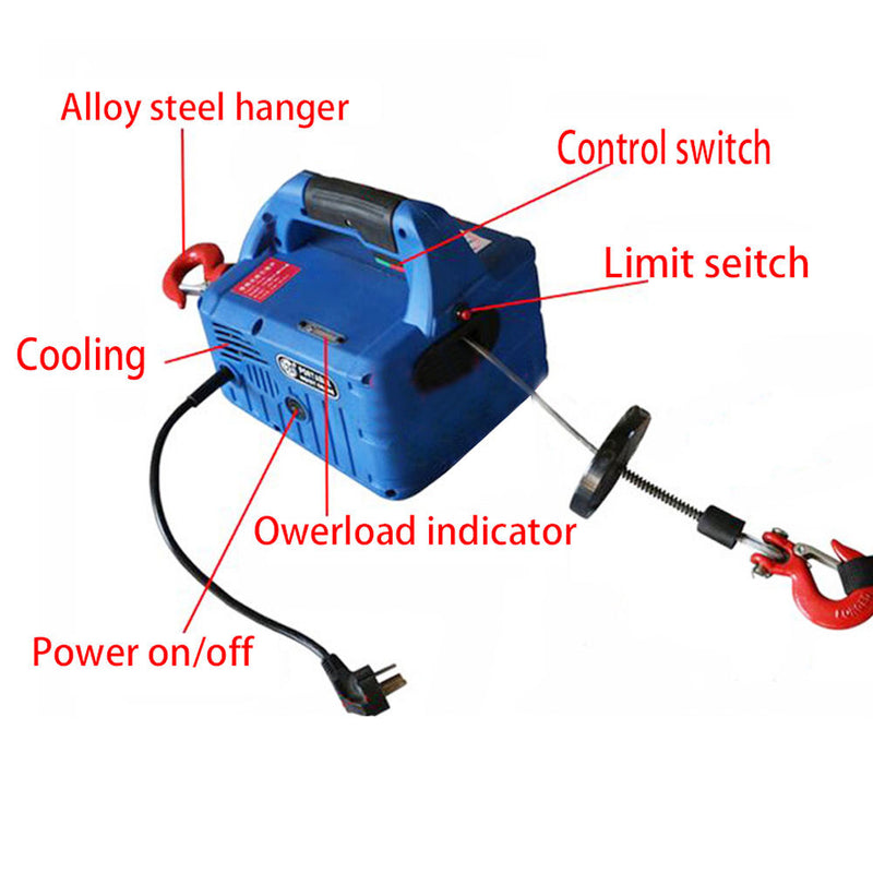 treuil électrique portatif de ménage de 450KG*7.4M avec la télécommande sans fil 110V 