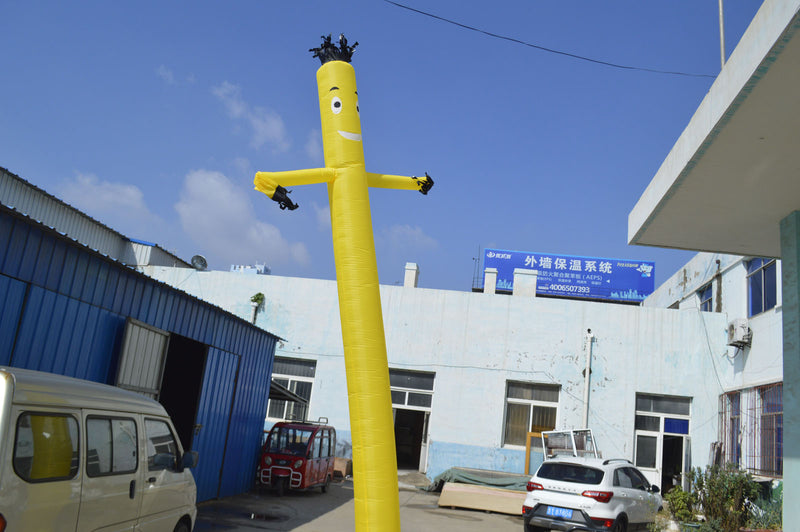 Marionnette de ciel de danse de danseur de vent de danse gonflable d'air jaune de 20 pieds 