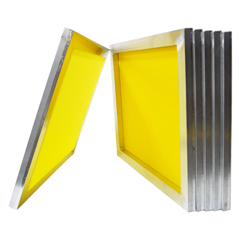6 pièces 200 mailles (80T) 20x20 pouces cadre de sérigraphie en aluminium pré-étiré jaune avec grattoir en métal 