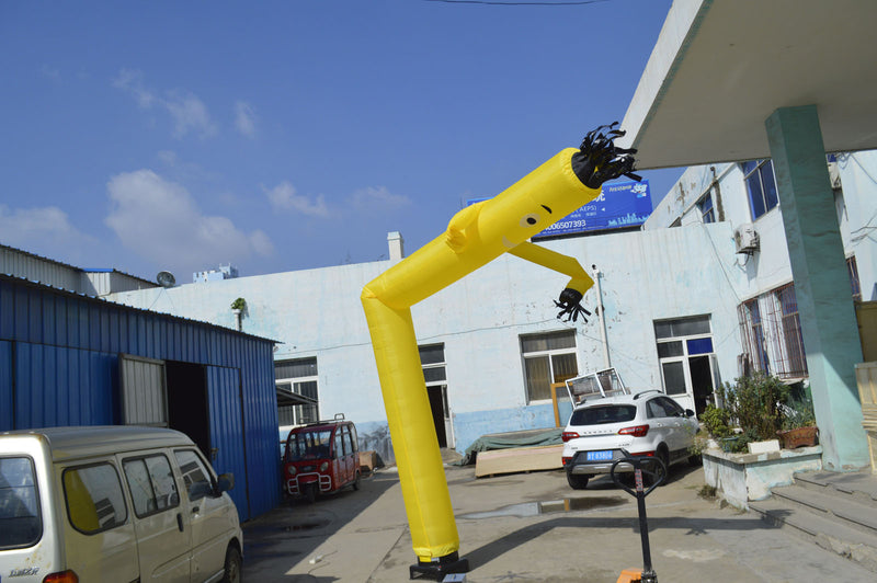Marionnette de ciel de danse de danseur de vent de danse gonflable d'air jaune de 20 pieds 