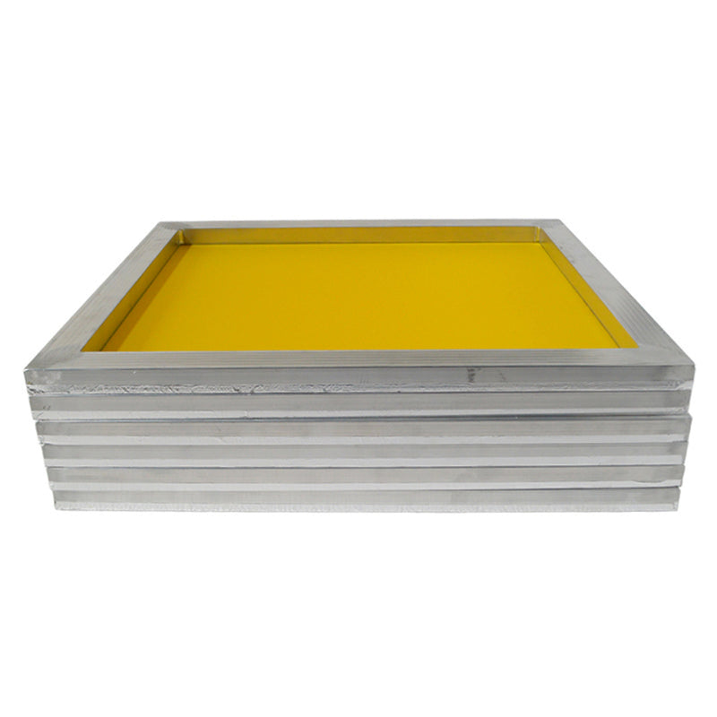 6 pièces 230 mailles (100T) 20x20 pouces cadre de sérigraphie en aluminium pré-étiré jaune avec grattoir en métal 