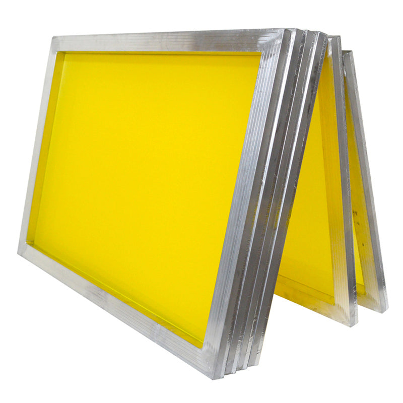 6 pièces 230 mailles (100T) 20x20 pouces cadre de sérigraphie en aluminium pré-étiré jaune avec grattoir en métal 