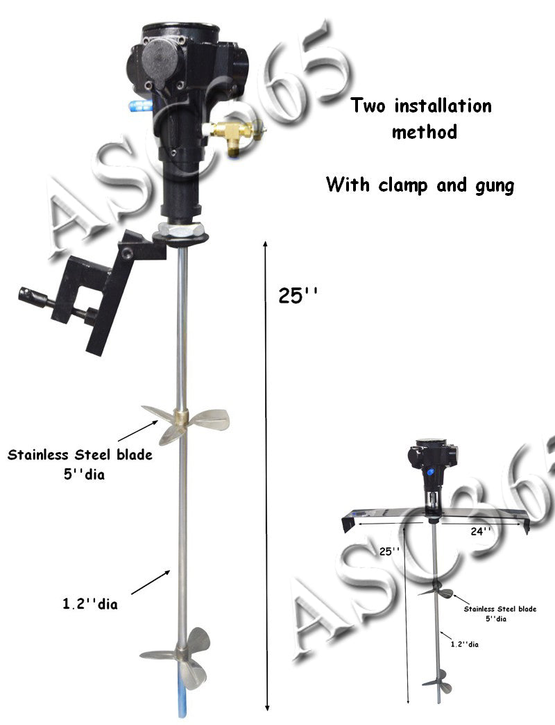 50 Gallon Mixer Tank Barrel Air Mix Stainless Steel Pneumatic Clip Bracket