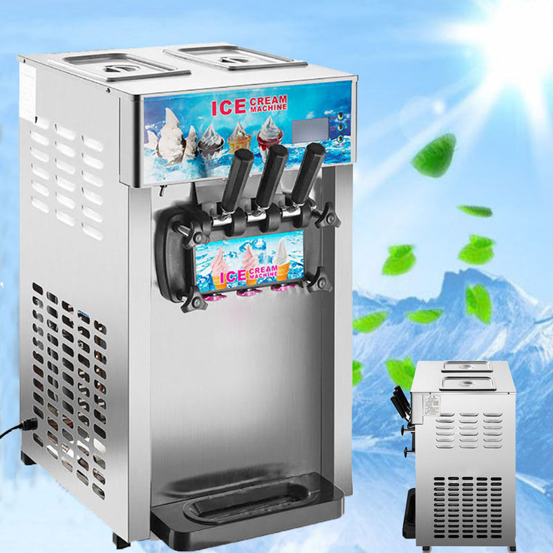 Machine à Crème Glacée Commerciale 1200W Machine à Crème Glacée Molle Affichage LCD Machine à Crème Glacée Sorbet/Yaourt Glacé/Gelato/avec 3 Saveur 110V 